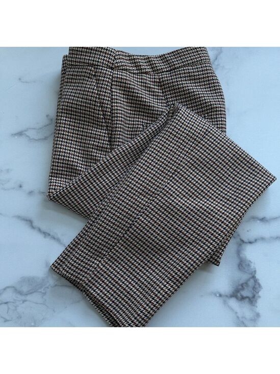 H&M Pants - H&M Brown and Beige Houndstooth Patterned Slacks Size US4